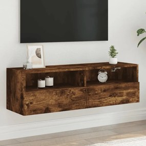 836890 vidaXL Comodă TV de perete, stejar fumuriu, 100x30x30cm,lemn prelucrat