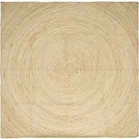 vidaXL Covor Natural și Alb 240 x 240 cm Iută