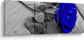 Tablou - Trandafir albastru (cu ceas) (90x30 cm)