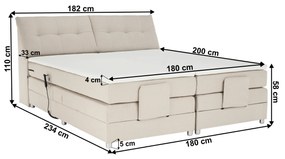 Pat electric reglabil, cu arcuri, bej, 180x200, GERONA