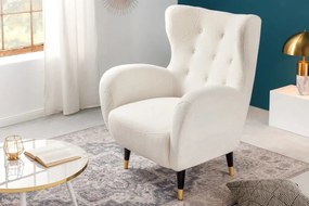 Fotoliu Clasic, Tesatura Boucle, Alb, Don A-45970 VC