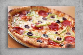 Tablou Canvas Food - Pizza cu salam si masline