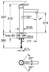 GROHE 23920001 - Baterie pentru lavoar CONCETTO, mărime XL, crom lucios