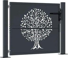 vidaXL Poartă de grădină antracit 100x100 cm oțel model copac