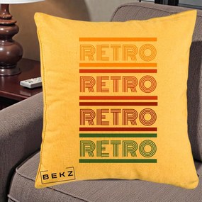 Perna Decorativa RETRO Text Multicolor, 40x40 cm, Galben, Husa Detasabila, Perna Inclusa, BEKZ®