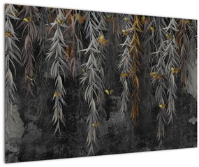 Tablou - Crenguțe de salcie, fundal negru (90x60 cm)