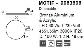 Lustra/Plafoniera LED dimabila design circular MOTIF bronz 100cm