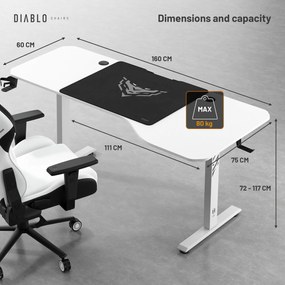 Birou Cu Înalțime Reglabilă Diablo X-Tensio 1600 Alb