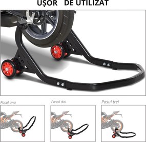 Durhand Stender Spate Ridicare Motociclete Universal Până la 200kg Negru | Aosom Romania
