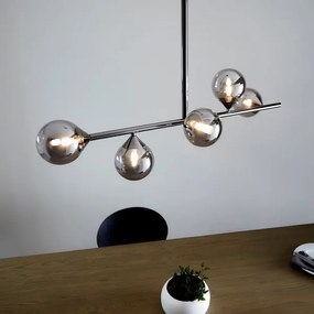 Endon 101348 - Lustră pe tijă OTIS 5xG9/3W/230V, crom negru / negru fumuriu