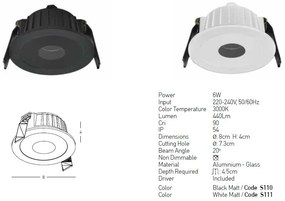 Spot LED incastrabil pentru baie IP54 Ozzy alb