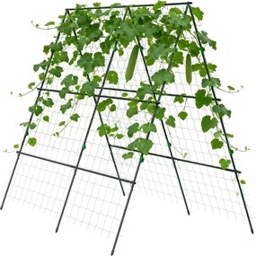 Outsunny Spalier de grădină suport pentru plante cățărătoare în formă de A din oțel, 3 niveluri cu înălțime reglabilă, 180 x 100 x 180 cm, verde | Aosom Romania