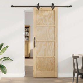 Ușa Glisantă vidaXL cu Set de Hardware 73.5x211 cm din Lemn Solid de Pin