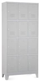 Dulap metalic - 12 cutii, 90 x 40 x 195 cm, picioare fixe, încuietoare cilindrică, gri deschis - ral 7035