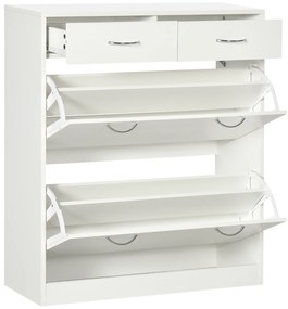 HOMCOM Dulap de pantofi 2 sertare și 2 uși rabatabile cu poliță reglabilă 80 x 30 x 91,5 cm mânere aluminiu natural | Aosom Romania