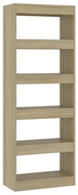 811676 vidaXL Bibliotecă/Separator cameră, stejar sonoma, 60x30x166 cm, PAL