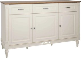 Comodă lemn masiv crem Provence -Natur, 161 × 45 × 96 cm