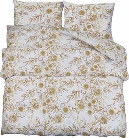 vidaXL Set cu husă de pilotă, alb și maro, 140x200 cm, bumbac