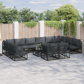 vidaXL Set de canapele pentru grădină 12 pcs Negru 423 x 211.5 x 71 cm