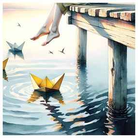 Tablou relaxare pe ponton la lac