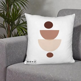 Perna Decorativa Geometric Boho Balance, 40x40 cm, Alb Pufos, Husa Detasabila, Perna Inclusa, BEKZ®