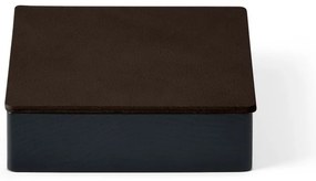 Cutie de depozitare neagră-maro din lemn și din piele ecologică cu capac, decorativă 11x11x3,5 cm Square Nupo – LIND DNA