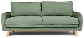 Canapea verde-deschis extensibilă cu tapițerie din catifea reiată 218 cm Tori – Bonami Selection