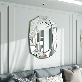 OGG34 - Oglinda ornamentala 3D Verde 72 x 100 cm, pentru perete, dormitor, living - Argintie