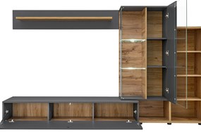 Mobilier living Siluett (antracit + stejar wotan) (cu iluminat LED). 1097583
