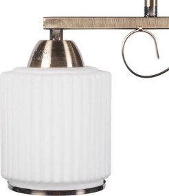 Lustra Milky Erste 3XE27 cu 3 abajururi sticla alba si structura alama 420x265 mm, corp iluminat elegant pentru living sau dining, stil modern