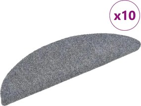 vidaXL Covorașe pentru scări autoadezive, 10 buc., 56x17x3 cm, gri deschis, semirotunde
