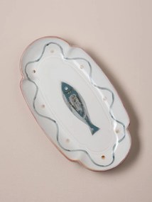 Platou oval din ceramică, albastru, 23×12 cm, "Marine"