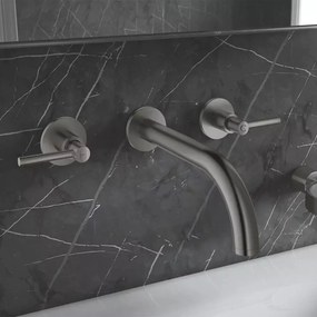 Baterie lavoar incastrata Grohe Atrio antracit periat Hard Graphite 3 elemente