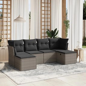 3263236 vidaXL Set mobilier grădină cu perne, 6 piese, gri, poliratan