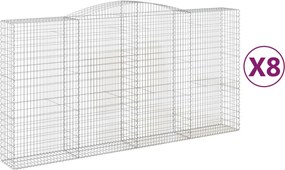 vidaXL Coșuri gabion arcuite, 8 buc 400x50x200/220 cm, fier galvanizat