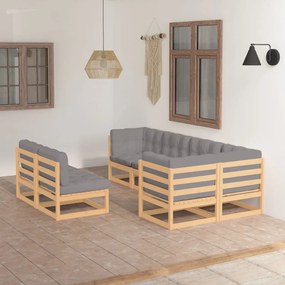 3076654 vidaXL Set mobilier de grădină cu perne, 7 piese, lemn masiv de pin
