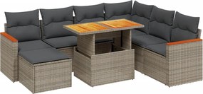 vidaXL Set canapele de grădină cu perne, 8 piese, gri, poliratan