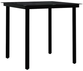 Set mobilier de gradina, cu perne, 3 piese, negru Negru, Lungime masa 80 cm, 3