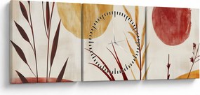 Tablou - Plante și cercuri (cu ceas) (90x30 cm)