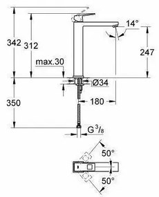 Baterie lavoar inalta Grohe Eurocube XL crom lucios