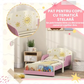 AIYAPLAY Pat copii mic, cadru cu design stele și spațiu de depozitare, roz | Aosom Romania