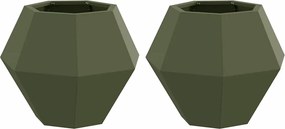 vidaXL Jardinieră 2 pcs Verde măsliniu 50 x 50 x 40 cm Oțel