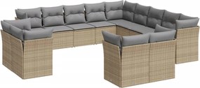 vidaXL Set canapele de grădină, 13 piese, cu perne, bej, poliratan