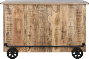 Consola de bar, din lemn de mango, cu roti, Wagon