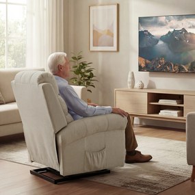 HOMCOM Fotoliu cu ridicare electrică, fotoliu relax electric cu funcție de masaj și încălzire, 87 x 87,5 x 108 cm, beige | Aosom Romania