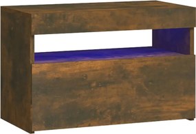 vidaXL Noptiere cu lumini LED, stejar fumuriu, 60x35x40 cm