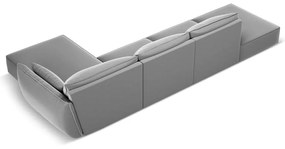 Colțar gri deschis cu tapițerie din catifea (cu colț pe partea dreaptă, cu șezlong) Vanda – Mazzini Sofas