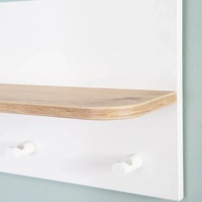 Cuier pentru copii alb-în culoare naturală de perete cu aspect de lemn de stejar Ava – Roba