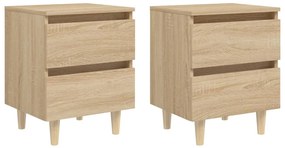 vidaXL Noptiere picioare lemn masiv pin 2 buc stejar sonoma 40x35x50cm