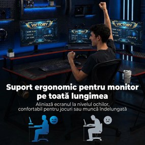 HOMCOM Birou în L cu Prize, 128 cm cu Suport Monitor | Aosom Romania